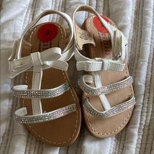 White Rhinestone Kids Sandals
